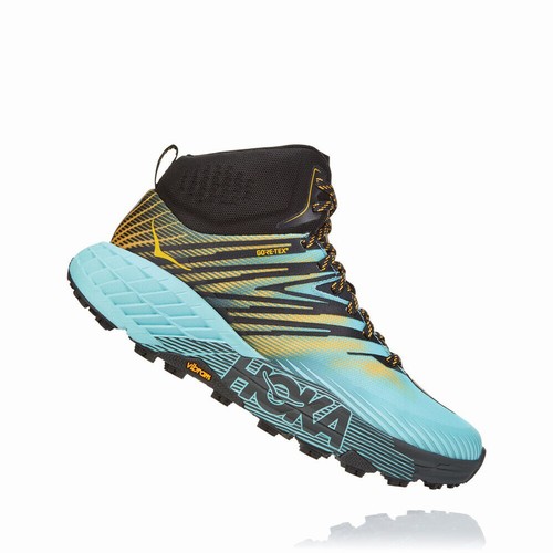 Hoka One One SPEEDGOAT MID 2 GORE-TEX Trail Running Shoes For Women India Blue/Black/Yellow IN-7916